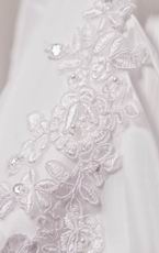 Fashional Strapless Applique Bodice Ivory Taffeta Wedding Dress