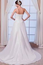 Fashional Strapless Applique Bodice Ivory Taffeta Wedding Dress