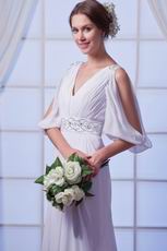 Noble V-Neck Sequin Bodice Ivoy Chiffon Wedding Gown Discount