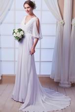 Noble V-Neck Sequin Bodice Ivoy Chiffon Wedding Gown Discount