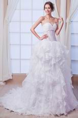 Sexy Sweetheart Neck Cascade Bodice Ruffled Skirt Bridal Dresses