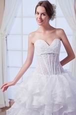 Sexy Sweetheart Neck Cascade Bodice Ruffled Skirt Bridal Dresses