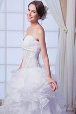 Sexy Sweetheart Neck Cascade Bodice Ruffled Skirt Bridal Dresses