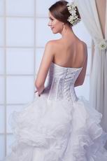 Sexy Sweetheart Neck Cascade Bodice Ruffled Skirt Bridal Dresses