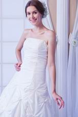 Glamorous Strapless Skirt White Taffeta Bridal Dress Beading Decorate