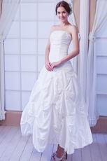 Glamorous Strapless Skirt White Taffeta Bridal Dress Beading Decorate