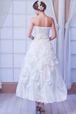 Glamorous Strapless Skirt White Taffeta Bridal Dress Beading Decorate