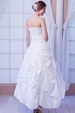 Glamorous Strapless Skirt White Taffeta Bridal Dress Beading Decorate