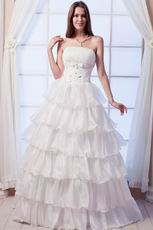 Elegant Strapless A-line Layers Skirt Bridal Dress With Crystal