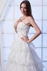 Elegant Strapless A-line Layers Skirt Bridal Dress With Crystal