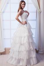 Elegant Strapless A-line Layers Skirt Bridal Dress With Crystal