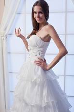 Elegant Strapless A-line Layers Skirt Bridal Dress With Crystal