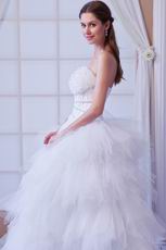 Romantic Beaded Bodice A-line Sweep Ivory Bridal Dress