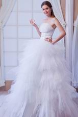 Romantic Beaded Bodice A-line Sweep Ivory Bridal Dress