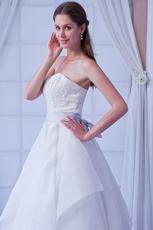 Honorable Sweetheart White  A-line Organza Dreamy Dress For Wedding Ceremony