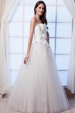 Elegant Strapless A-line Tulle Western Wedding Dresses With Flower