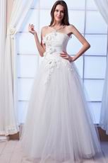 Elegant Strapless A-line Tulle Western Wedding Dresses With Flower