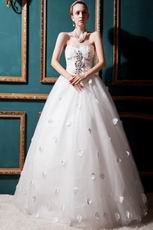 Romantic Crystals Appliques Corset Princess Wedding Dress Cheap