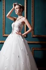 Romantic Crystals Appliques Corset Princess Wedding Dress Cheap