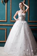 Romantic Crystals Appliques Corset Princess Wedding Dress Cheap