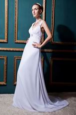 Elegant Straps Ruched Empire Court Cream Chiffon Bridal Dress