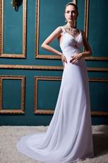 Elegant Straps Ruched Empire Court Cream Chiffon Bridal Dress