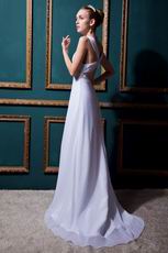 Elegant Straps Ruched Empire Court Cream Chiffon Bridal Dress