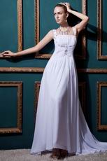 Inexpensive Straps Square Zipper White Chiffon Bride Dress