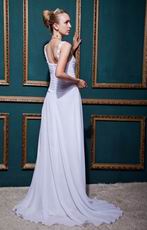 Inexpensive Straps Square Zipper White Chiffon Bride Dress