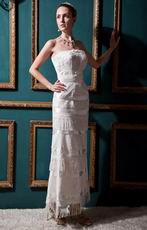 Western Dropped Sheath Aline Champage Lace Wedding Dress