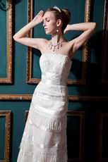 Western Dropped Sheath Aline Champage Lace Wedding Dress