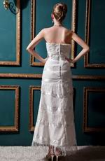 Western Dropped Sheath Aline Champage Lace Wedding Dress