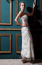 Western Dropped Sheath Aline Champage Lace Wedding Dress