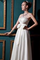 Simple Strapless Bow Aline Ivory Stain Church Wedding Dress For Sale