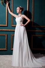 Inexpensive Square Beading Sequin Column Church Wedding Dress