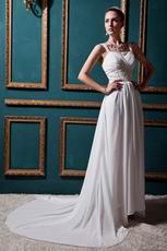 Inexpensive Square Beading Sequin Column Church Wedding Dress