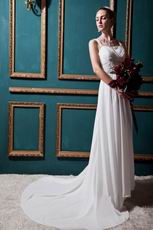 Inexpensive Square Beading Sequin Column Church Wedding Dress