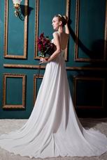 Inexpensive Square Beading Sequin Column Church Wedding Dress