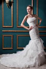 Strapless Mermaid Ruffles Skirt Chapel Wedding Dresses Suppliers