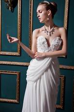 V-Shape Strapless Appliques Cream Garden Wedding Dress Factory