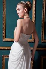 V-Shape Strapless Appliques Cream Garden Wedding Dress Factory