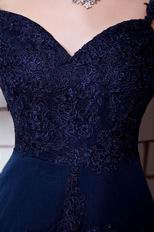 Spaghetti Straps Layers Skirt Navy Blue Formal Dress