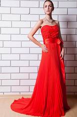 Cheap Sweetheart Pleated Scarlet Evening Party Dress