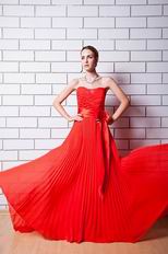 Cheap Sweetheart Pleated Scarlet Evening Party Dress