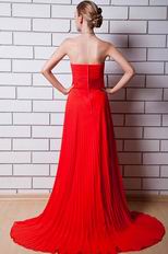 Cheap Sweetheart Pleated Scarlet Evening Party Dress