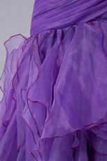 Sweetheart Tea Length Purple Organza Women Evening Dress