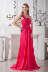 One Shoulder Red Chiffon Formal Evening For Juniors