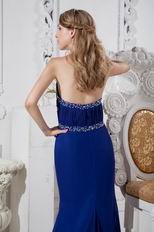 Royal Blue Halter Chiffon Skirt La Femme Evening Gowns