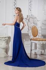 Royal Blue Halter Chiffon Skirt La Femme Evening Gowns