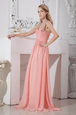 New Arrival Column Pink Chiffon Sweetheart Vest Evening Dress